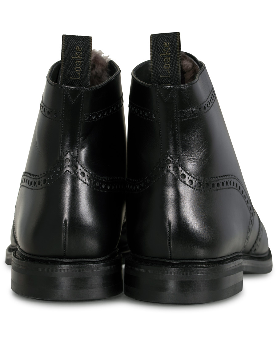 Homme | Loake 1880 Wolf Premium Fur Lined Brogue Black Calf | Loake 1880 | Wolf Premium Fur Lined Brogue Black Calf
