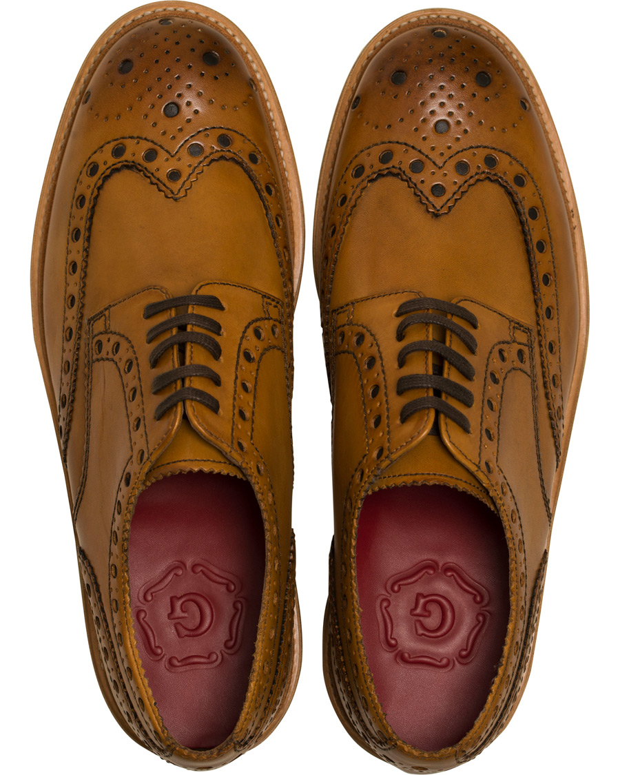 Homme | Grenson Archie Brogue Derby Wedge Sole Tan Calf | Grenson | Archie Brogue Derby Wedge Sole Tan Calf