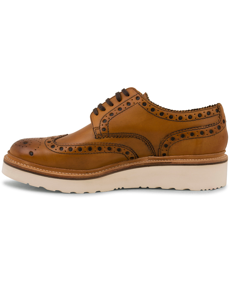 Homme | Grenson Archie Brogue Derby Wedge Sole Tan Calf | Grenson | Archie Brogue Derby Wedge Sole Tan Calf