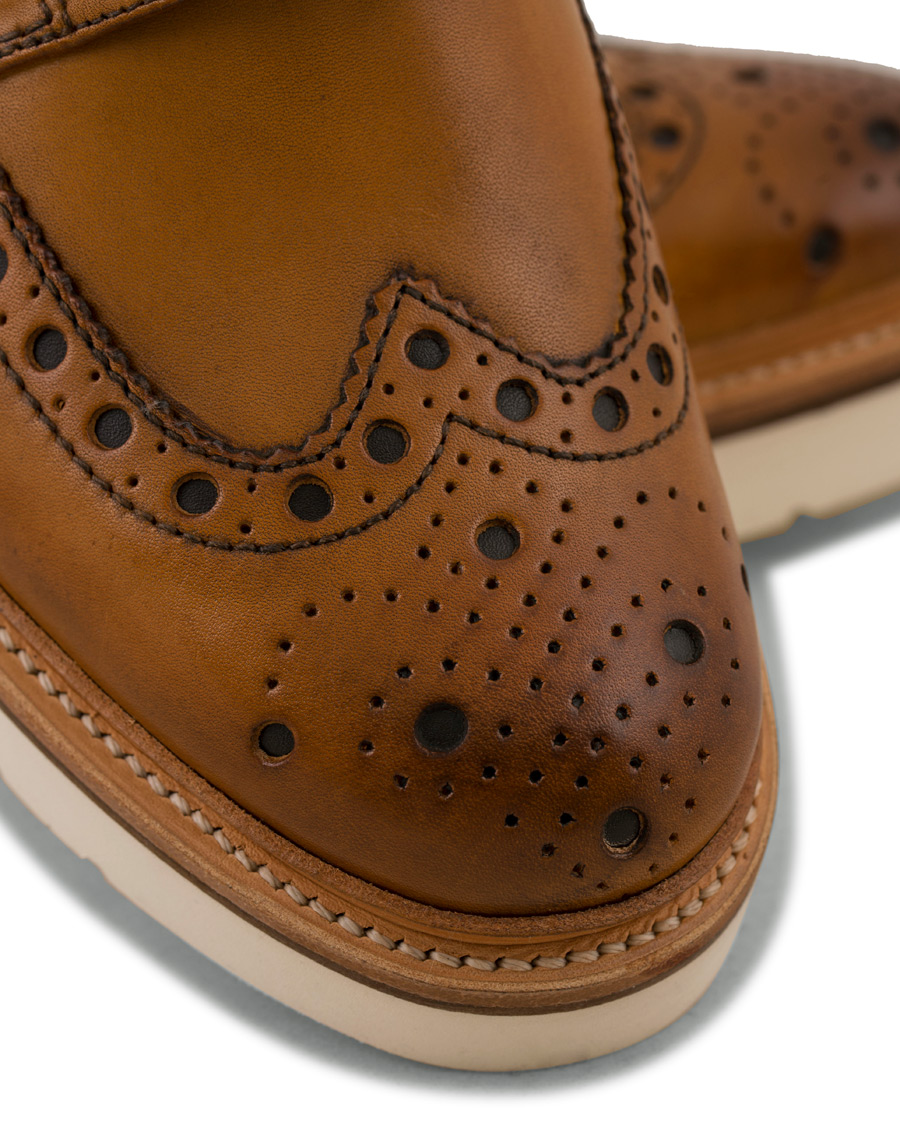 Homme | Grenson Archie Brogue Derby Wedge Sole Tan Calf | Grenson | Archie Brogue Derby Wedge Sole Tan Calf