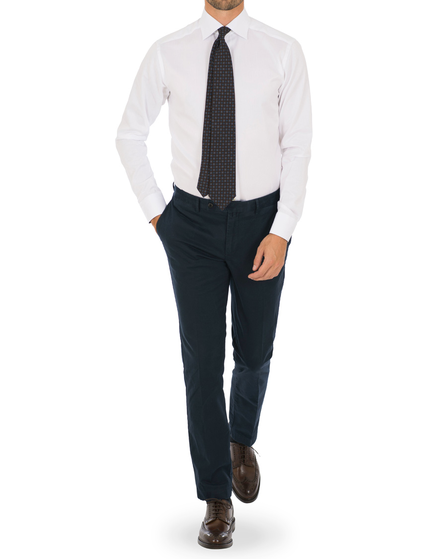 Homme | Chemises | Eton | Super Sim Contrast Flower Shirt White