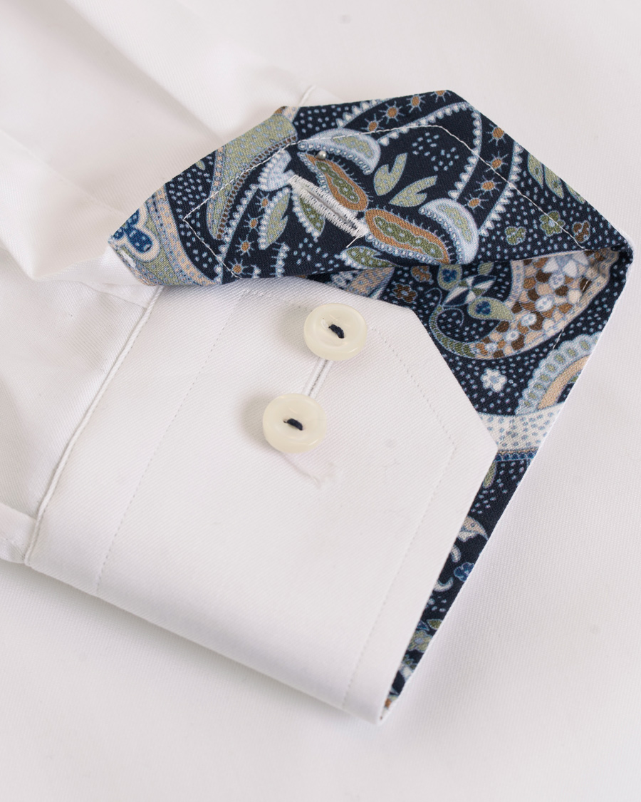 Homme | Chemises | Eton | Super Sim Contrast Flower Shirt White