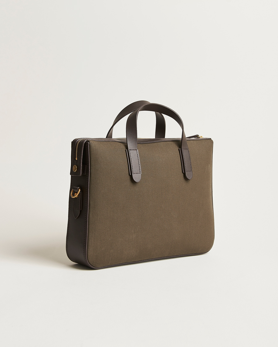 Homme | Mismo M/S Canvas Briefcase Army/Dark Brown | Mismo | M/S Canvas Briefcase Army/Dark Brown