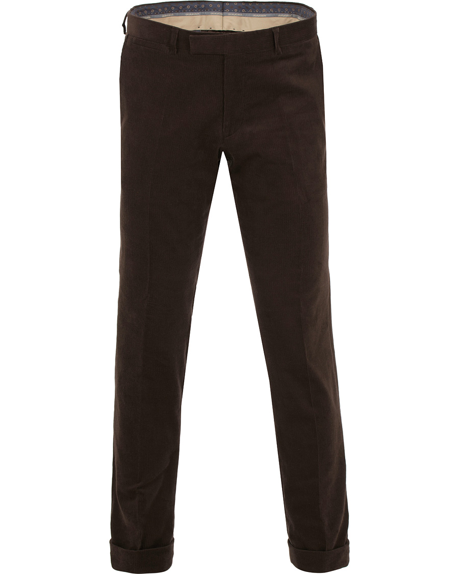 Homme | Pantalons | Oscar Jacobson | Dean Turn Up Corduroy Trousers Dark Brown