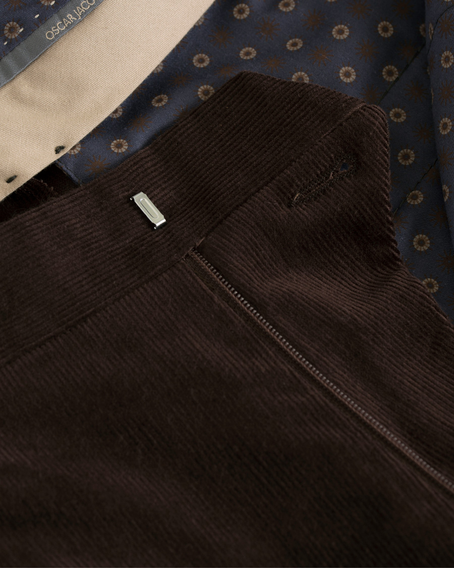 Homme | Pantalons | Oscar Jacobson | Dean Turn Up Corduroy Trousers Dark Brown