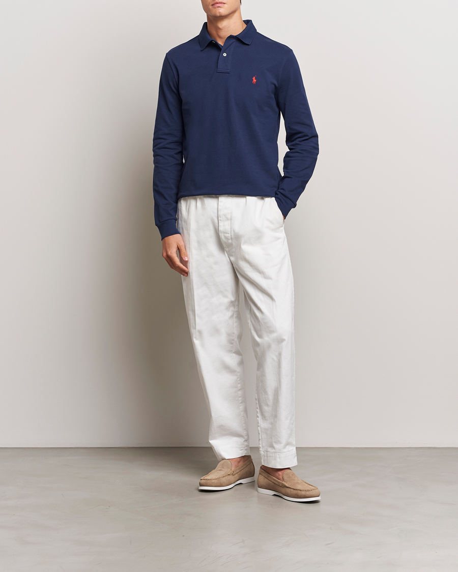 Homme | Polos | Polo Ralph Lauren | Custom Slim Fit Long Sleeve Polo Newport Navy