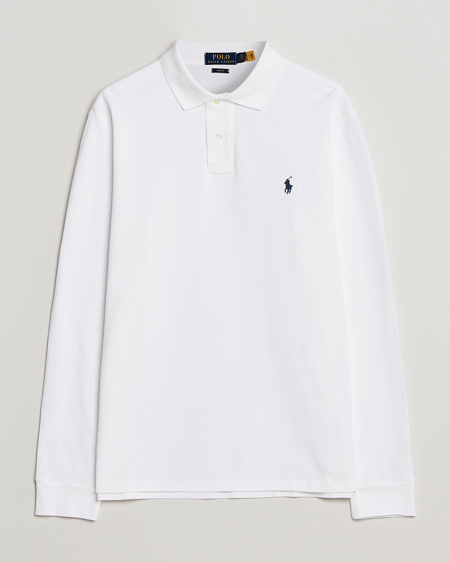 Homme | Polos | Polo Ralph Lauren | Slim Fit Long Sleeve Polo White