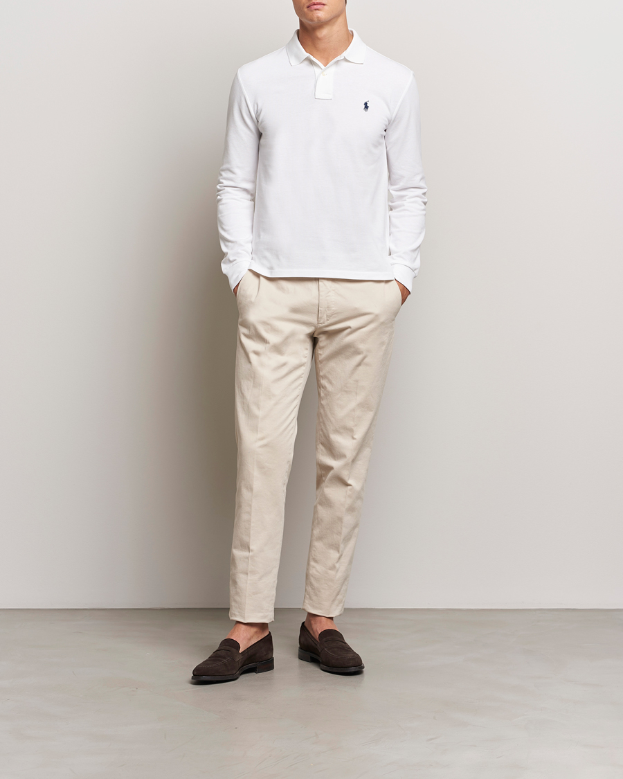 Homme | Polos | Polo Ralph Lauren | Slim Fit Long Sleeve Polo White