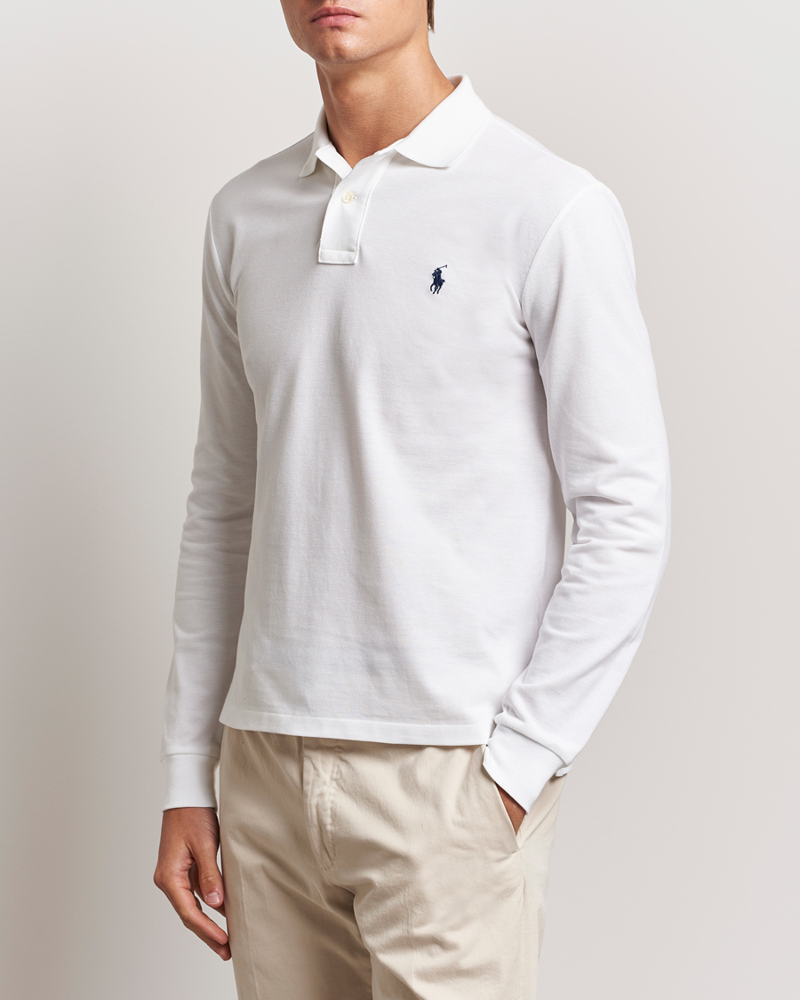 Homme | Polos | Polo Ralph Lauren | Slim Fit Long Sleeve Polo White