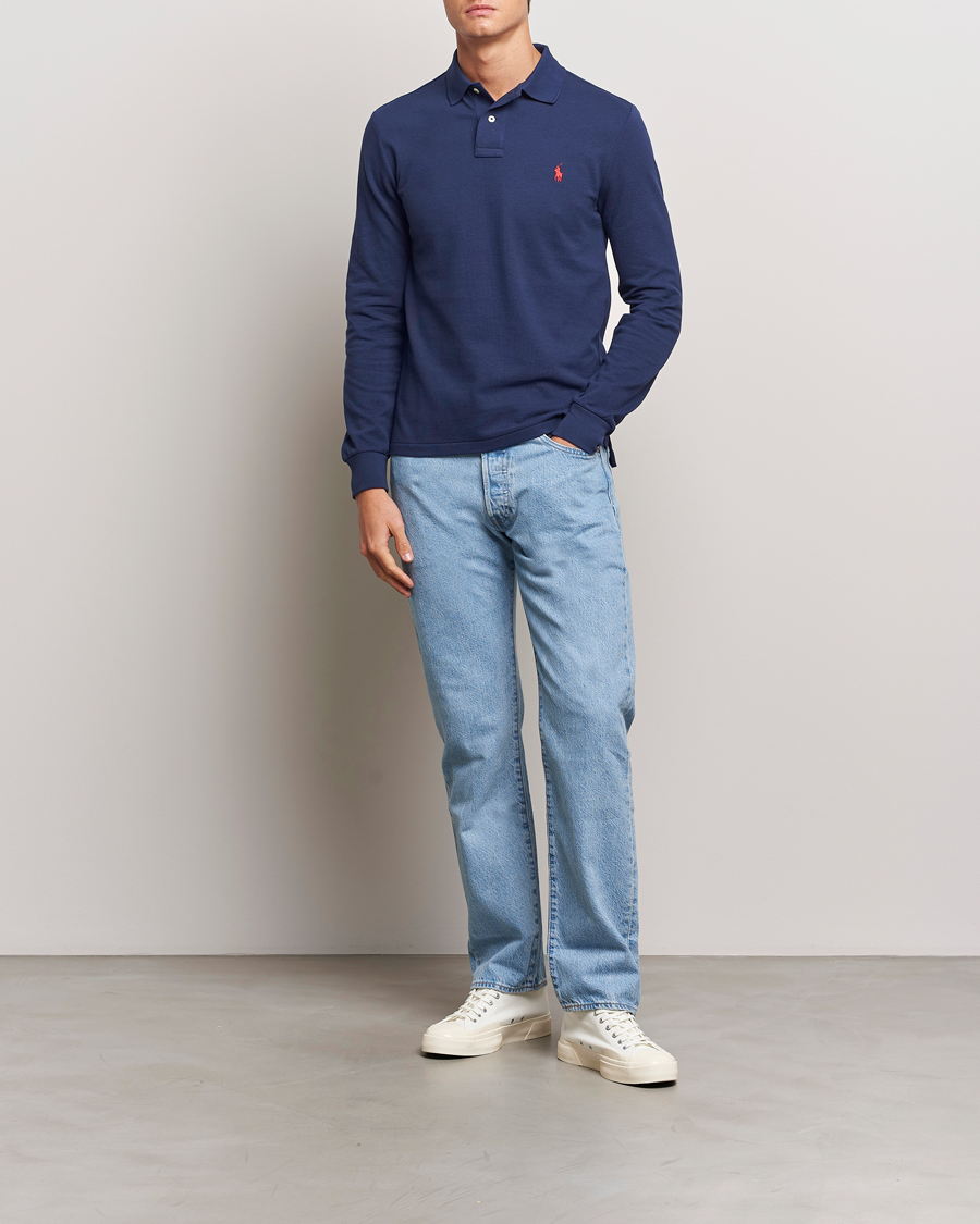 Homme | Polos | Polo Ralph Lauren | Slim Fit Long Sleeve Polo Newport Navy