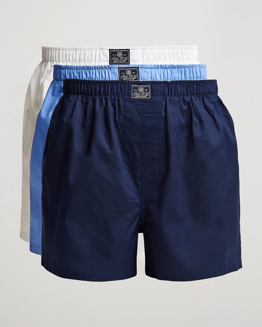 Homme | Sous-Vêtements Et Chaussettes | Polo Ralph Lauren | 3-Pack Woven Boxer White/Blue/Navy
