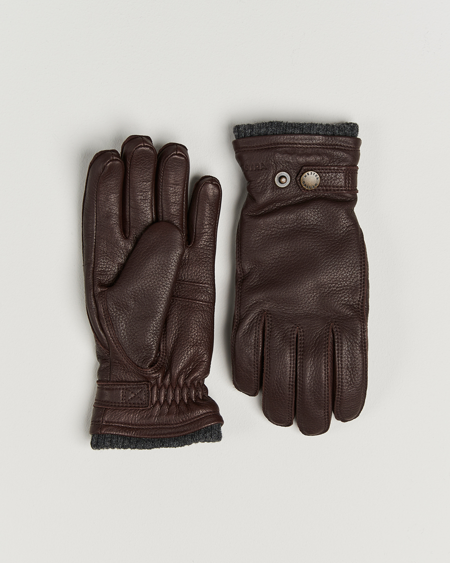 Homme | Gants | Hestra | Utsjö Fleece Lined Buckle Elkskin Glove Espresso
