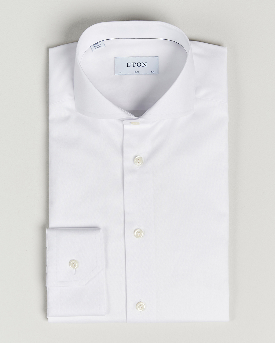 Homme | Chemises | Eton | Slim Fit Twill Cut Away Shirt White