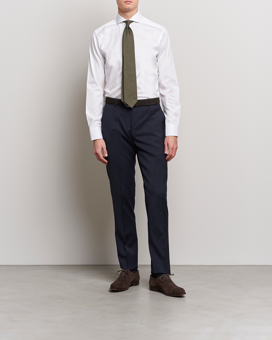 Homme | Réunion Estival | Eton | Slim Fit Twill Cut Away Shirt White