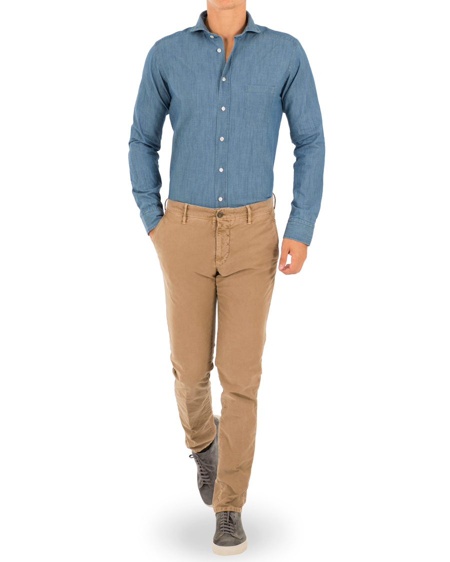 Homme | Chemises | Eton | Slim Fit Denim Cut Away Shirt Indigo Blue