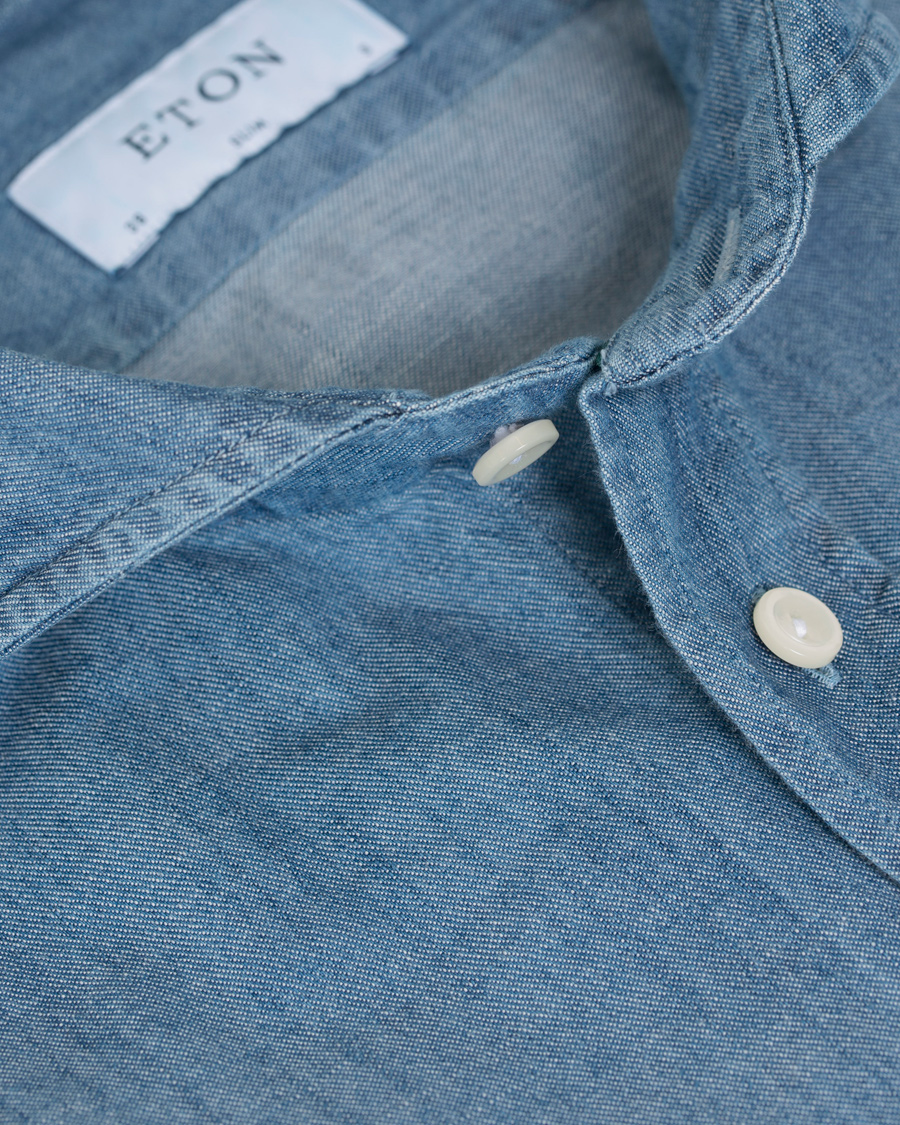 Homme | Chemises | Eton | Slim Fit Denim Cut Away Shirt Indigo Blue