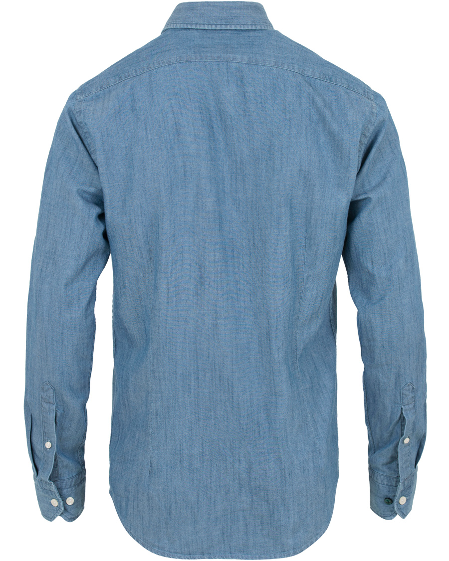 Homme | Chemises | Eton | Slim Fit Denim Cut Away Shirt Indigo Blue