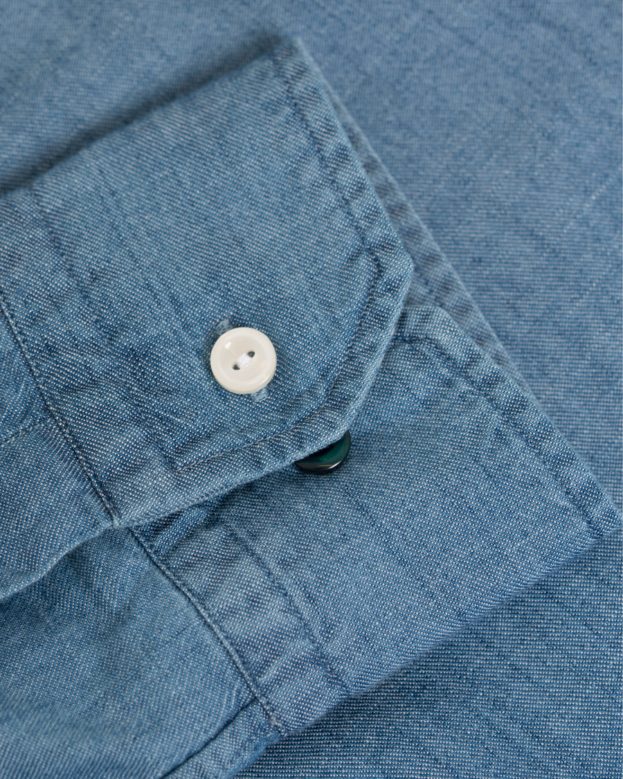 Homme | Chemises | Eton | Slim Fit Denim Cut Away Shirt Indigo Blue