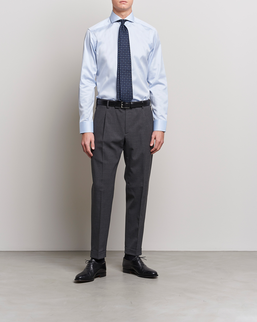 Homme | Chemises | Eton | Slim Fit Twill Cut Away Shirt Light Blue