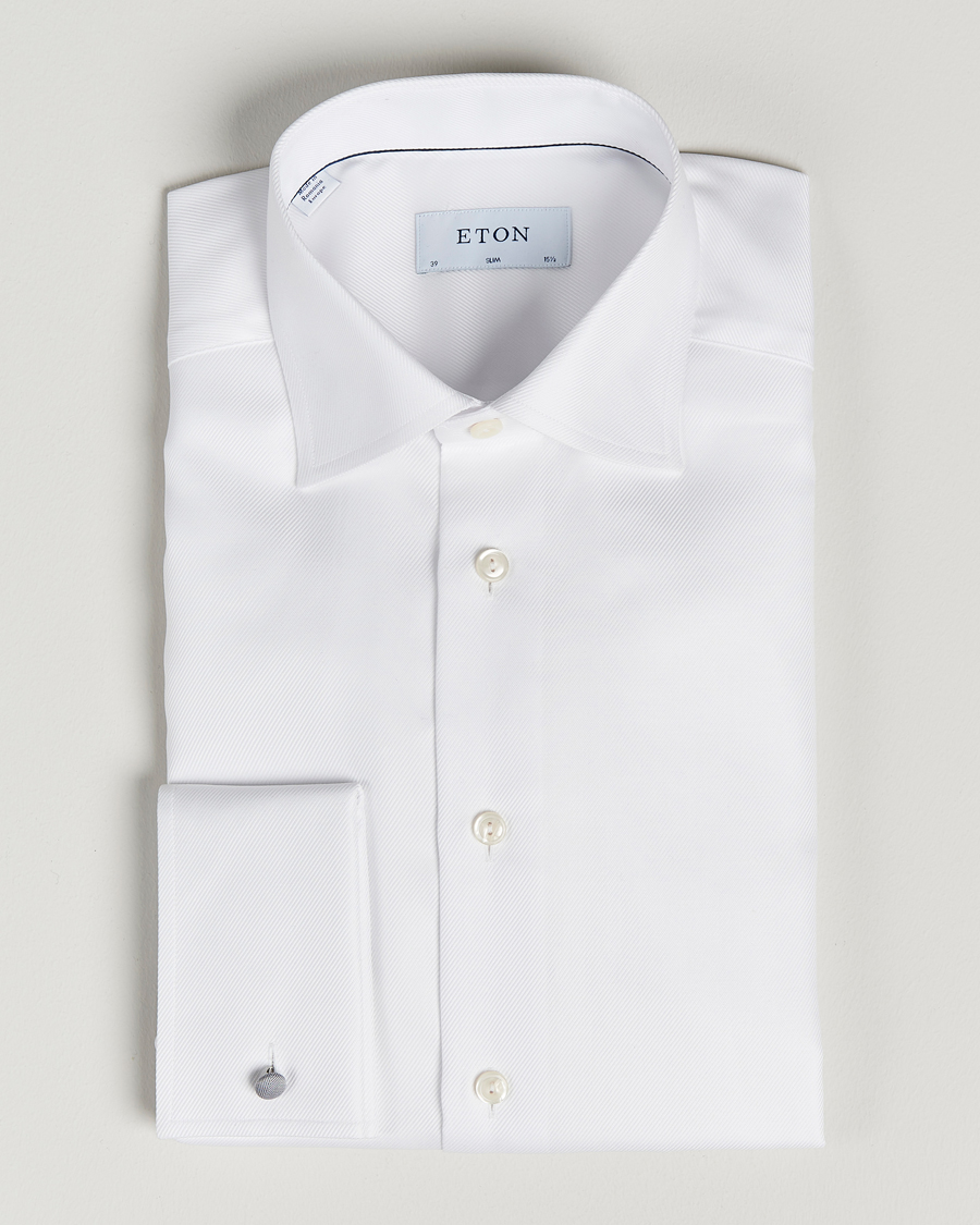 Homme | Chemises | Eton | Slim Fit Twill Double Cuff Shirt White
