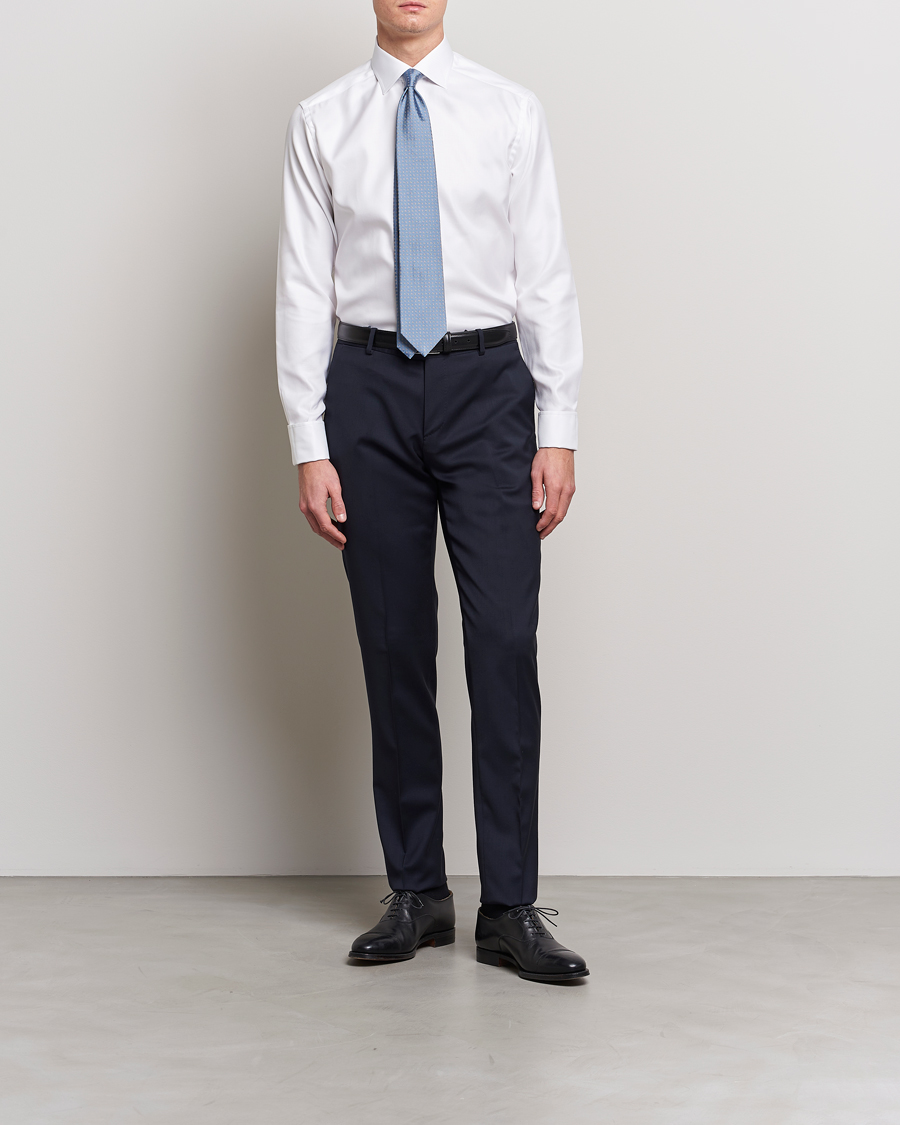 Homme |  | Eton | Slim Fit Twill Double Cuff Shirt White