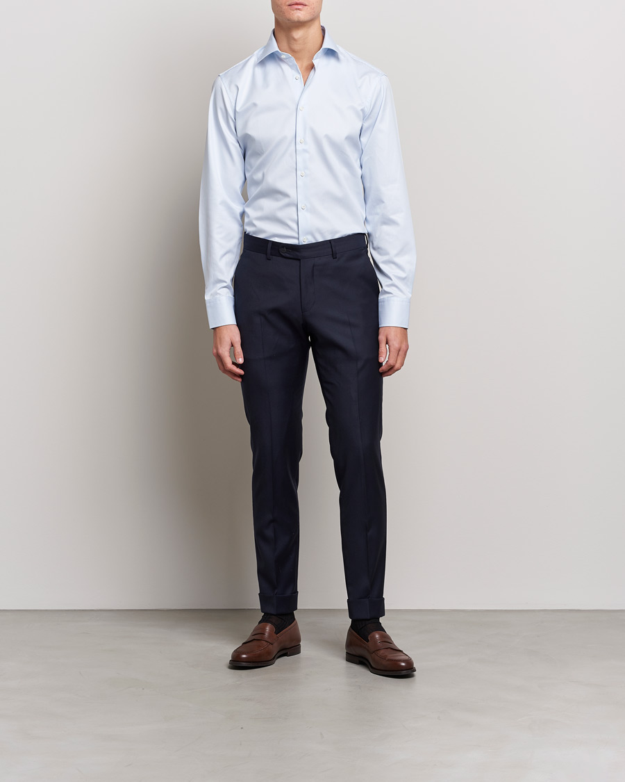 Homme | Chemises | Stenströms | Fitted Body Thin Stripe Shirt White/Blue
