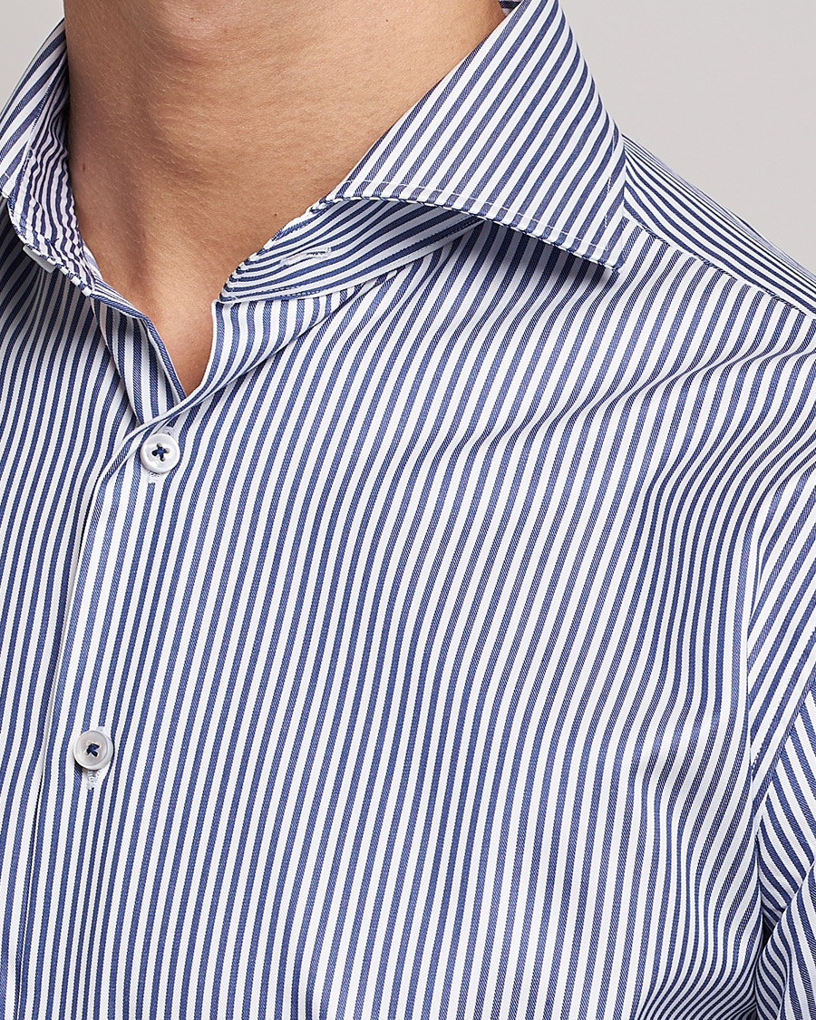 Homme | Chemises | Stenströms | Fitted Body Stripe Shirt White/Blue