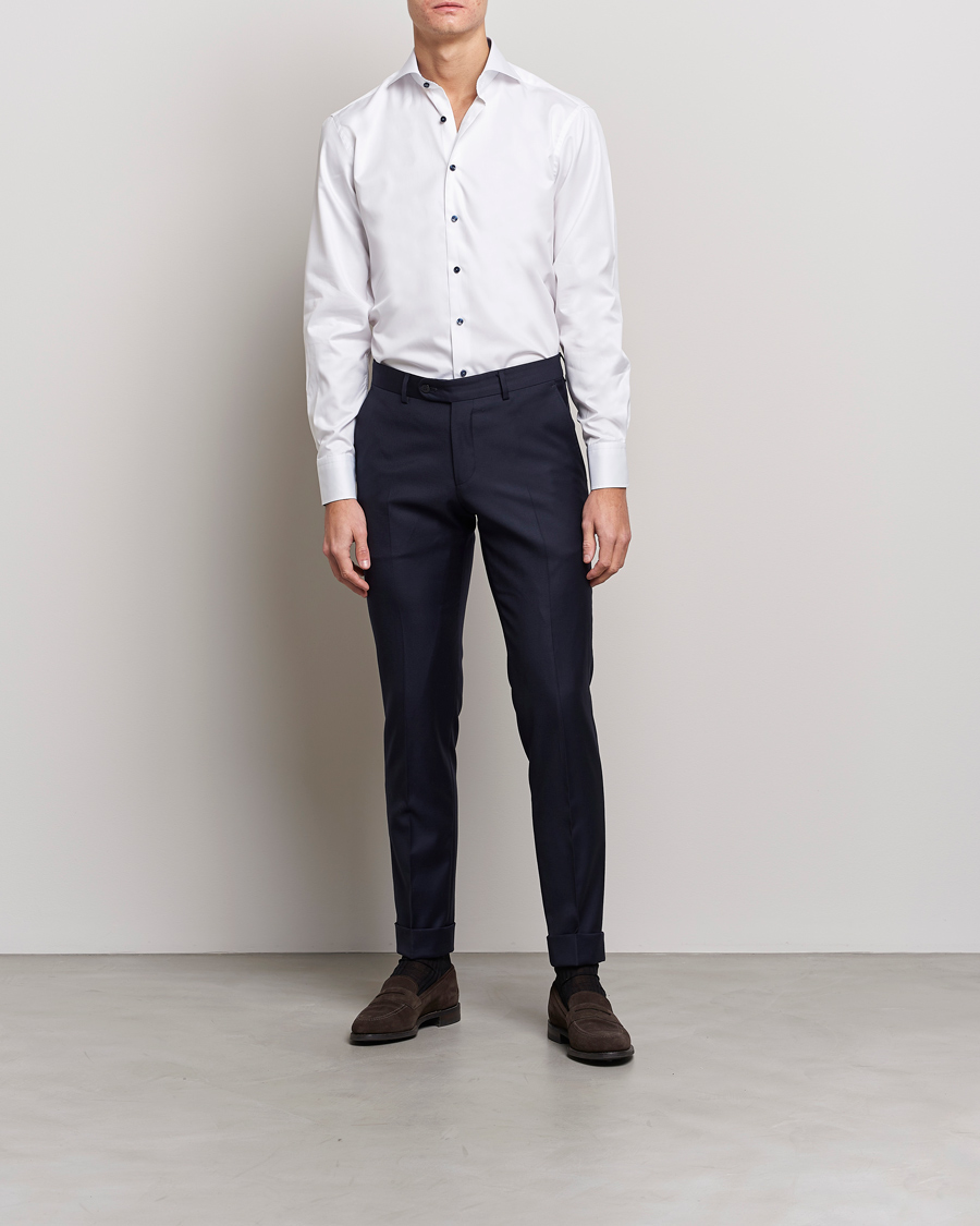 Homme | Sections | Stenströms | Fitted Body Contrast Shirt White