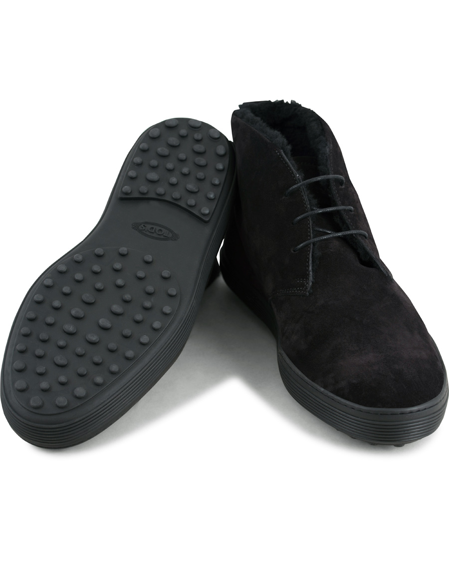 Homme | Tod's Shearling Lined Gommino Chukka Boot Black | Tod's | Shearling Lined Gommino Chukka Boot Black
