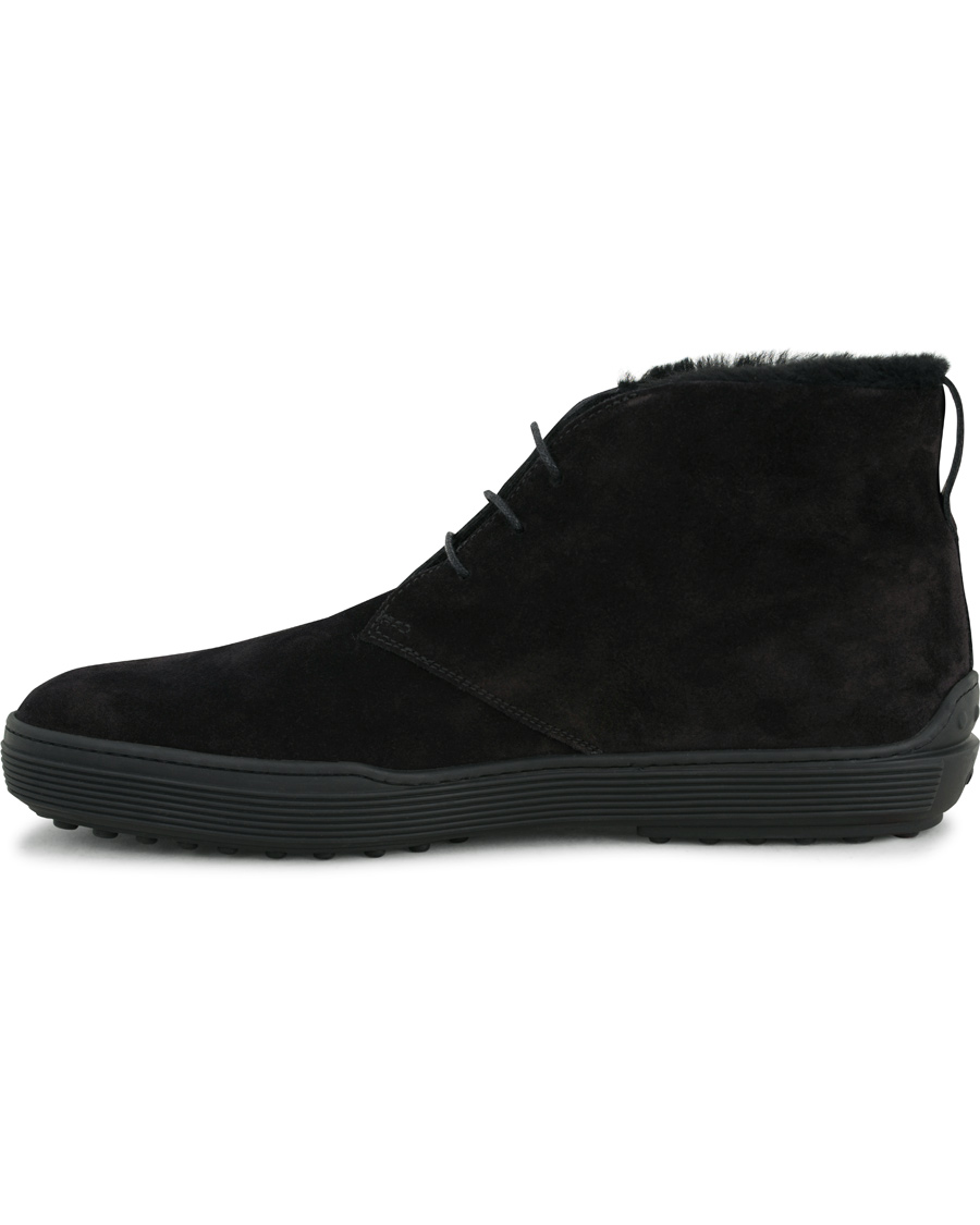 Homme | Tod's Shearling Lined Gommino Chukka Boot Black | Tod's | Shearling Lined Gommino Chukka Boot Black