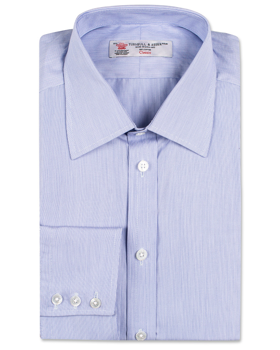 Homme | Chemises | Turnbull & Asser | Classic Fit Hairline Stripe Shirt Blue