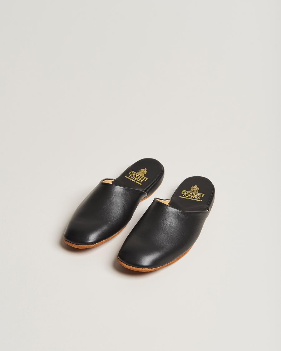 Homme | Sandales Et Mules | Crockett & Jones | Mule Calf Home Slipper Black