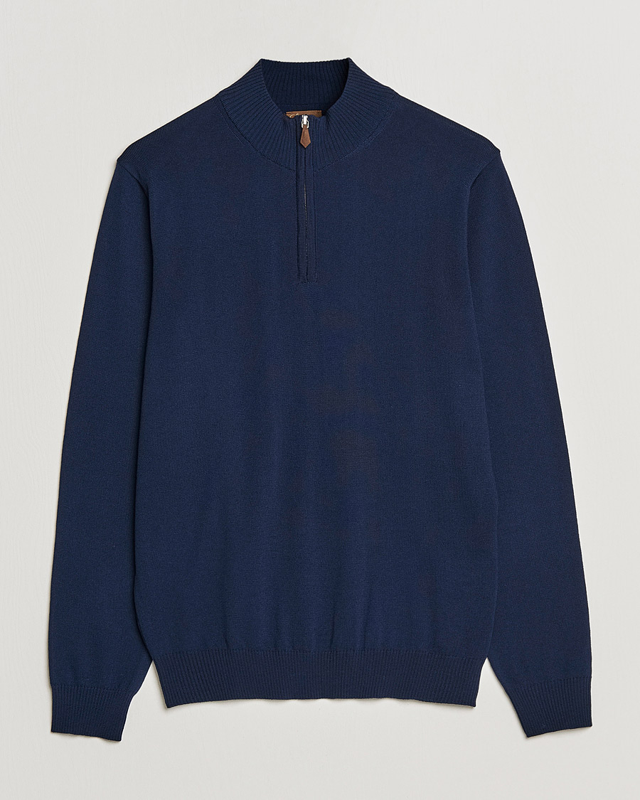 Homme | Pulls Et Tricots | Stenströms | Merino Wool Half Zip Navy