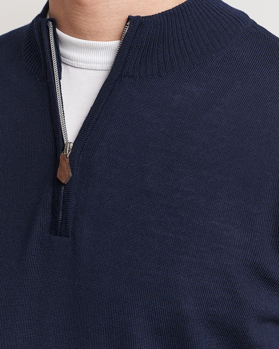 Homme | Pulls Et Tricots | Stenströms | Merino Wool Half Zip Navy