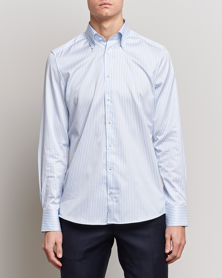 Homme | Stenströms | Stenströms | 1899 Slimline Button Down Stripe Shirt White/Blue