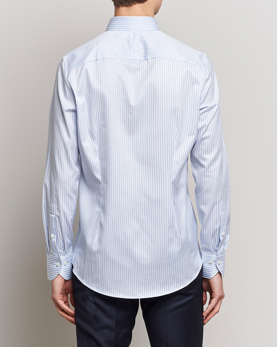 Homme | Chemises | Stenströms | 1899 Slimline Button Down Stripe Shirt White/Blue