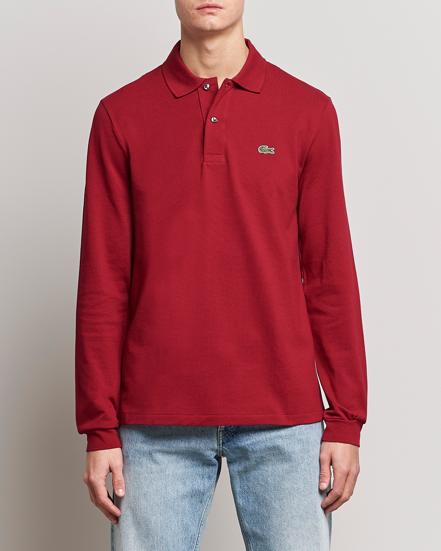 Homme | Polos | Lacoste | Original Long Sleeve Polo Piké Bordeaux