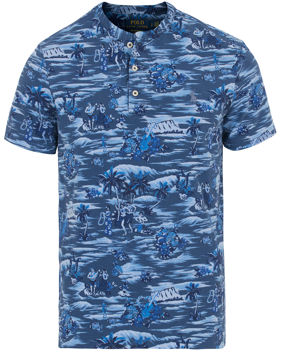 Homme | Polos | Polo Ralph Lauren | Featherweight Grandad Collar Polo Indigo Island Blue