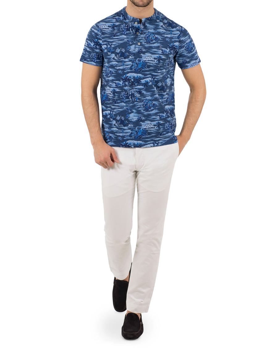 Homme | Polos | Polo Ralph Lauren | Featherweight Grandad Collar Polo Indigo Island Blue