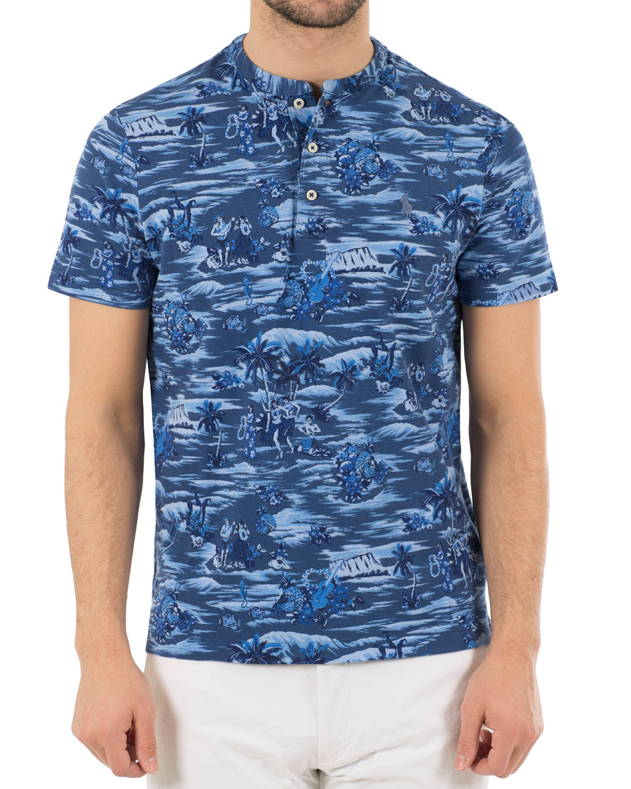 Homme | Polos | Polo Ralph Lauren | Featherweight Grandad Collar Polo Indigo Island Blue