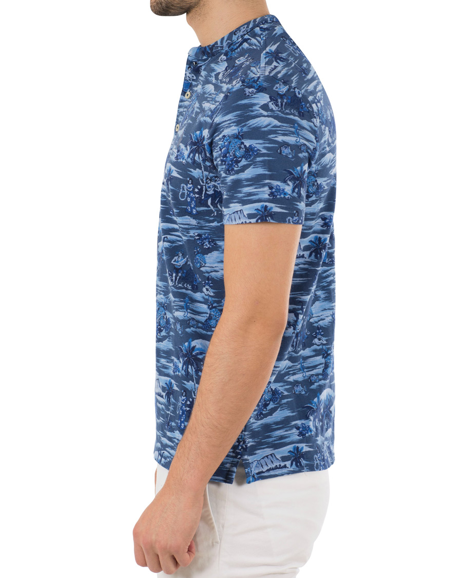 Homme | Polos | Polo Ralph Lauren | Featherweight Grandad Collar Polo Indigo Island Blue