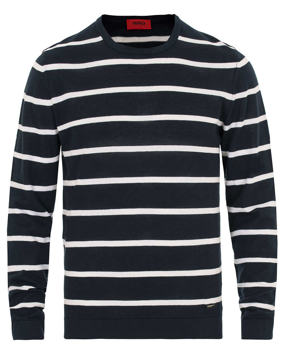Homme | Pulls Et Tricots | HUGO | Simun Stripe Knitted Crew Neck Navy/White