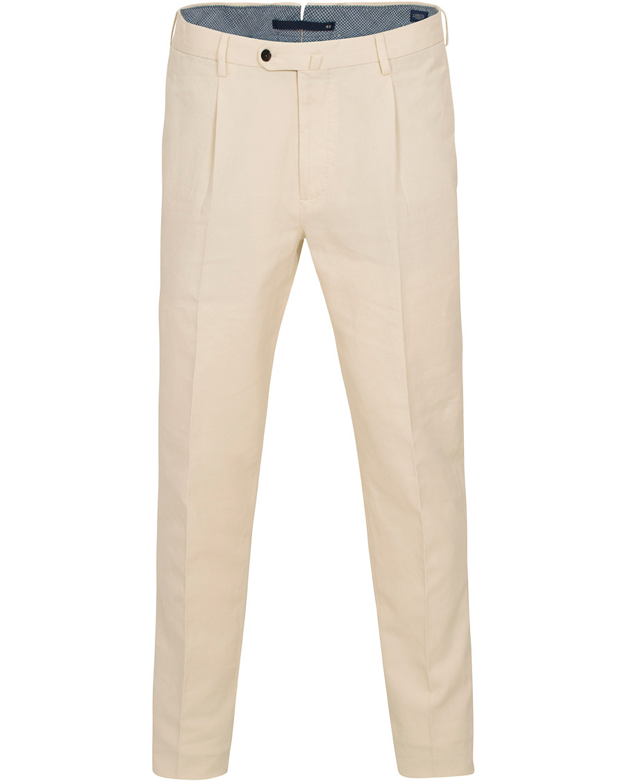 Homme | Pantalons | Incotex | Carrot Fit Single Pleated Trousers Off White
