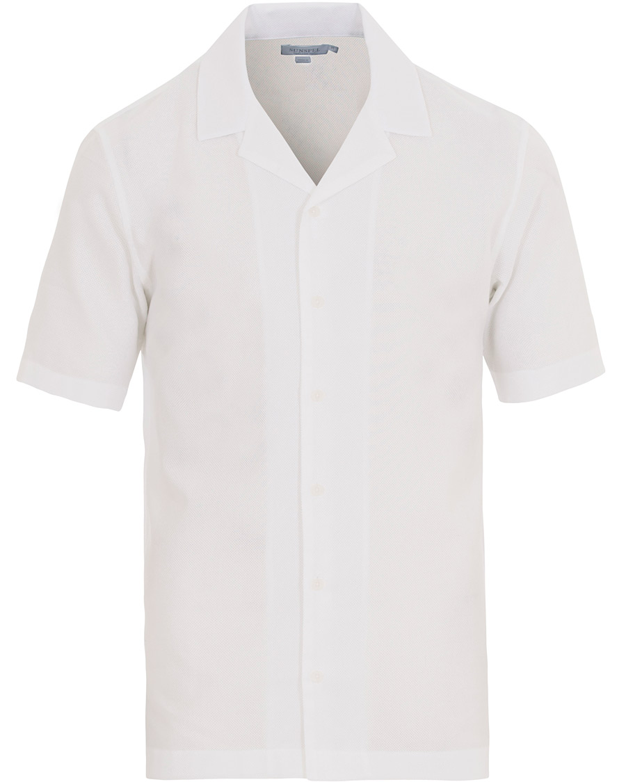Homme | Chemises | Sunspel | Riviera Camp Collar Short Sleeve Shirt White