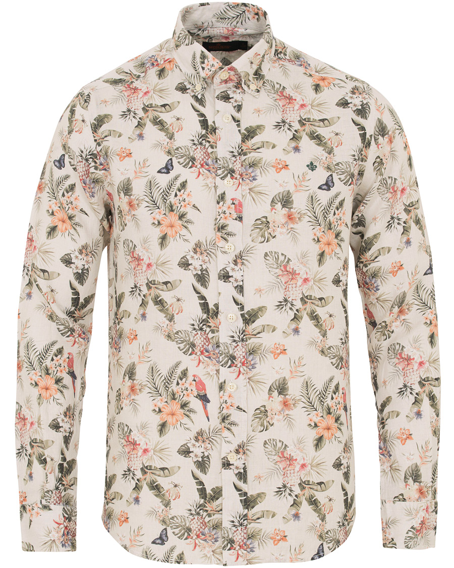 Homme | Chemises | Morris | Bennet Linen Printed Flower Shirt White