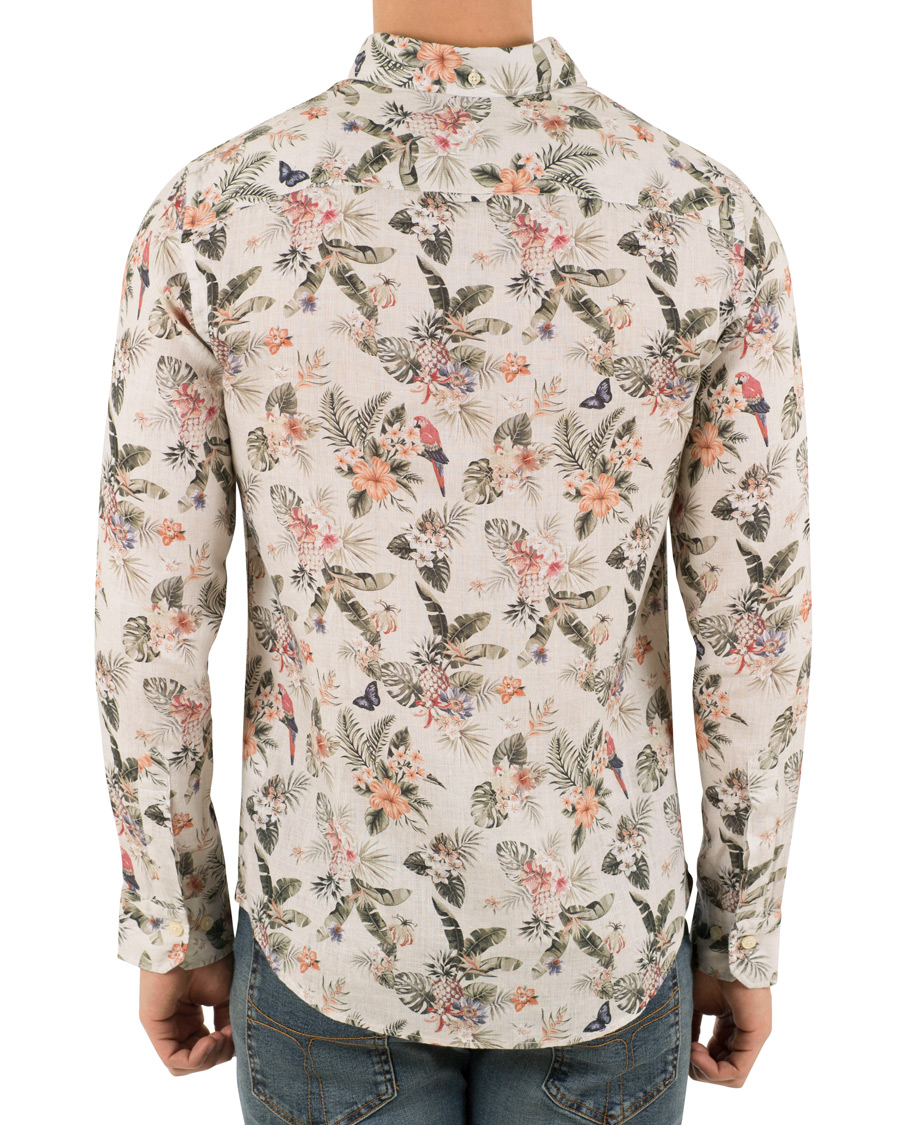 Homme | Chemises | Morris | Bennet Linen Printed Flower Shirt White