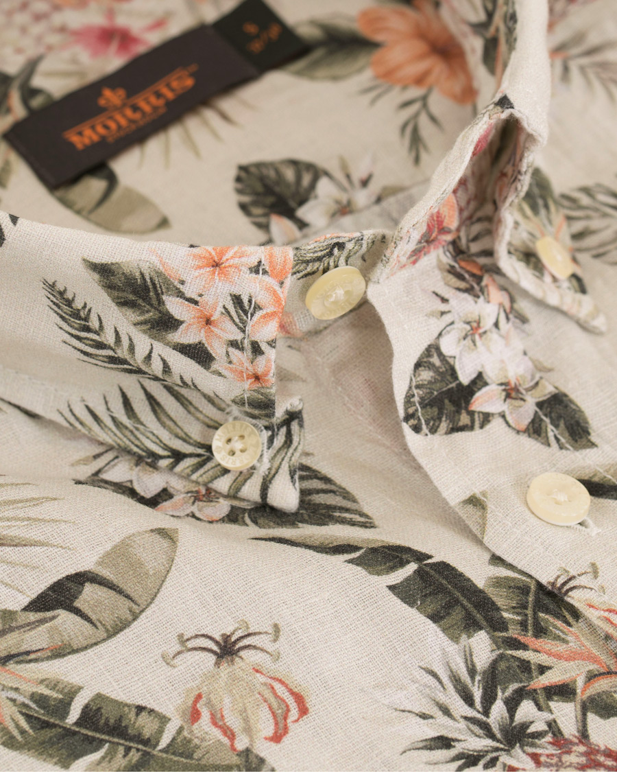 Homme | Chemises | Morris | Bennet Linen Printed Flower Shirt White