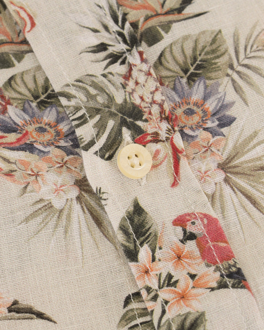 Homme | Chemises | Morris | Bennet Linen Printed Flower Shirt White
