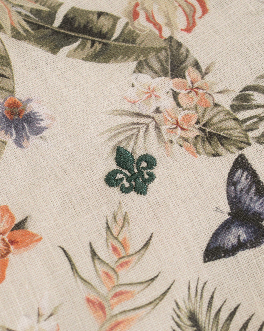 Homme | Chemises | Morris | Bennet Linen Printed Flower Shirt White