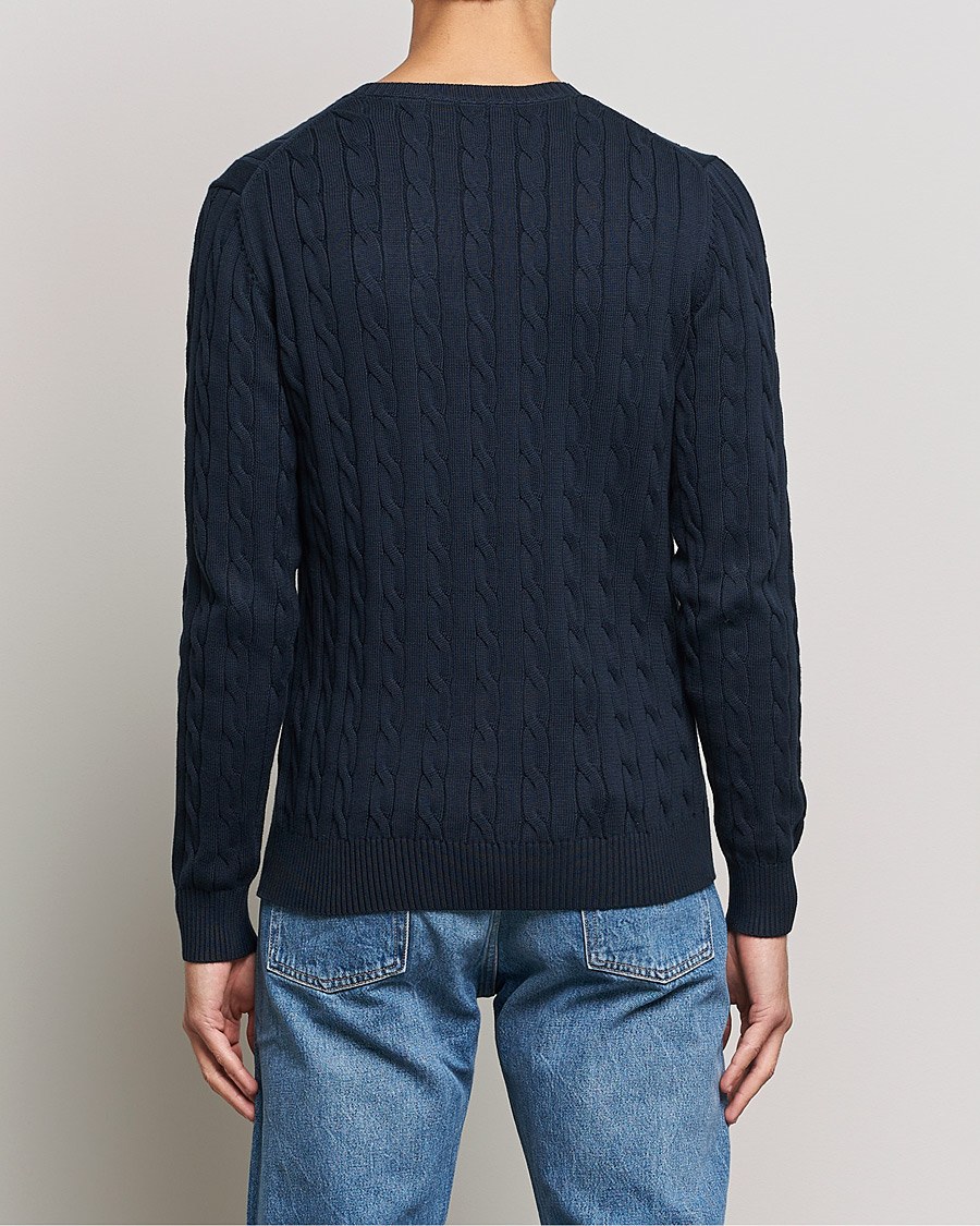 Homme | Pulls Et Tricots | GANT | Cotton Cable Crew Neck Pullover Evening Blue
